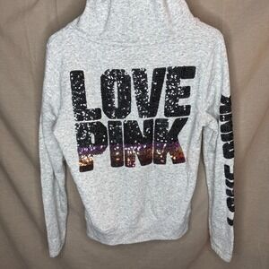 Victoria's Secret Pink Limited Edition Bling Sequin Hoodie Zip Up Jacket Size M